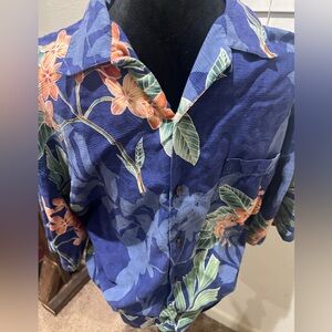 Tommy‎ Bahama Silk Brown Floral Hawaiian Camp Shirt Medium